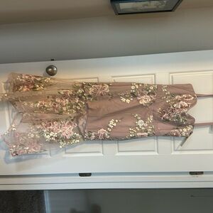 Beautiful mermaid style plum floral dusty rose dress